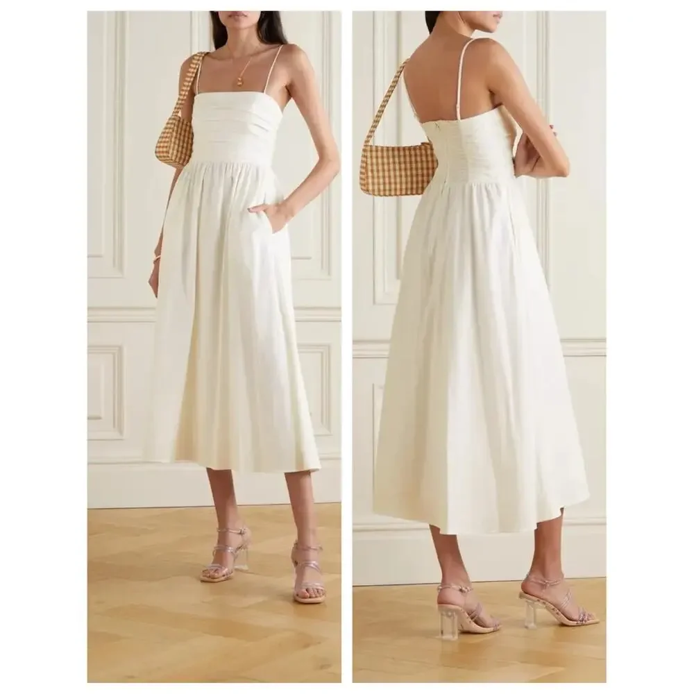 REFORMATION  Lissa Convertible Organic Stretch Cotton Midi Dress Size 10 - Picture 7 of 9